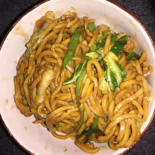 Small veggie lo mein + fried tofu ($5.99)