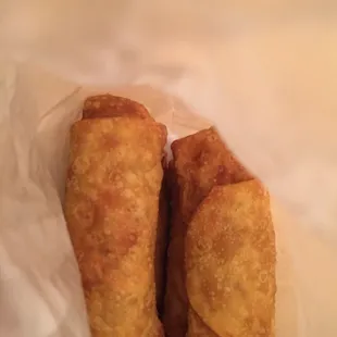 4 of the 6 tasty egg rolls we ordered.