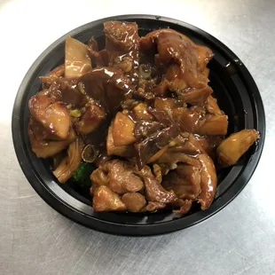 a bowl of food on a table