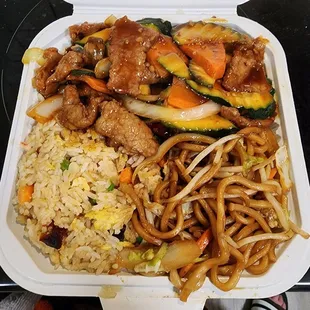 There Mongolian beef combo plate is always so good.