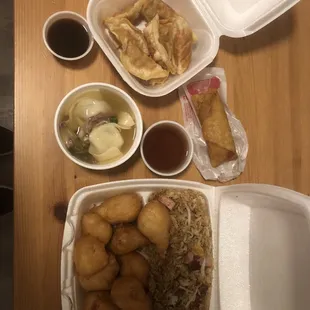 Honey Garlic Chicken Dinner Combo Special &amp; 8 Piece Fried Dumplings