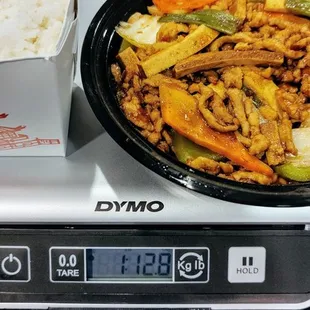 A dinner sized portion of the Twice Cooked Pork - excellent value - 1-3/4lb of food for only $9.15 -- and it tastes great!