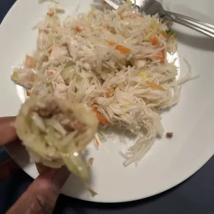 House Chow Mei fun without pork and soy sauce.  Beef Lumpia