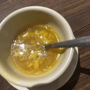 Egg drop soup no crispy noodles and bland