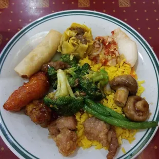 a plate of chinese food