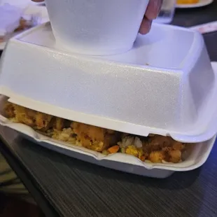 Coworker wanted to keep eatting when he got home so he paid another 18 bucks to stuff a box.
