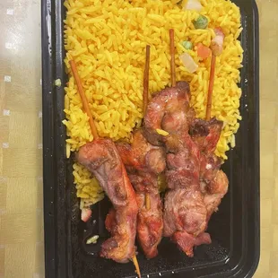 Teriyaki chicken and pork fried rice