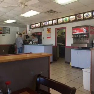 the inside of a fast food restaurant