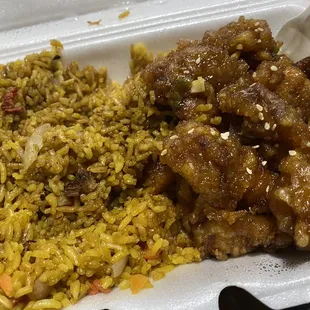 Half eaten sesame chicken because I couldn't control myself