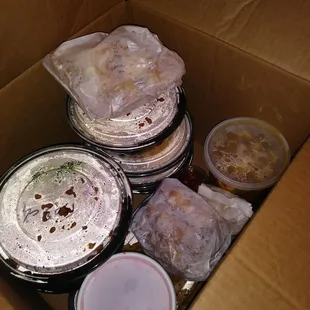 Hot sour soup, 2 mong. Beef, 2 pepper steak, 2 gen tso chicken, house lo mein, crab ragoons and egg rolls all delivered! So good.