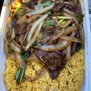 Mongolian beef lunch special.