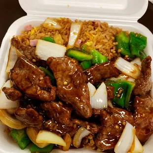 Pepper steak with fried rice combo