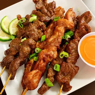 Skewers (Chicken, Beef, pork) next to El Aguila