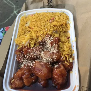 Sesame Chicken w/ Roast Pork Fried Rice