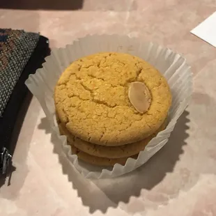 a peanut butter cookie in a wrapper