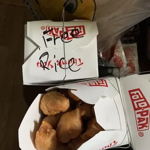 Sweet & Sour Chicken. It's in a quart container, so the order was huge!!!