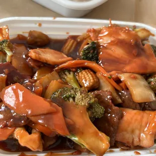 a plate of chicken and broccoli