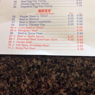 menu