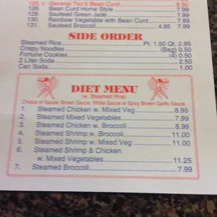 menu