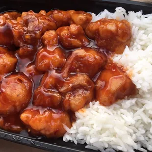 chicken and rice in a sauce