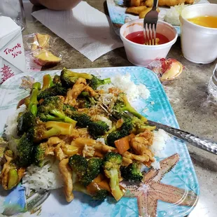 a plate of chicken and broccoli