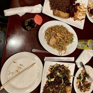 Chicken, lo mein, Mongolian beef rib tips
