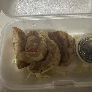 Greasy pot  stickers filled with mystery meat. Way gross!!!