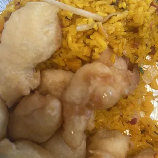 57. Sweet &amp; Sour Chicken with fried rice