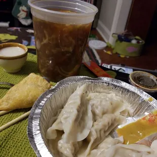 Dumplings and hot and sour soup