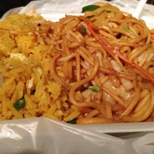 Shrimp Lo Mein with Shrimp Fried Rice Combination Plate