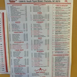 Updated menu with prices...