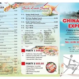 Chinatown express sushi menu