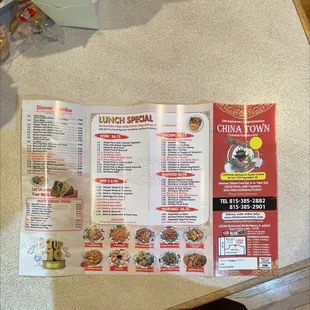 a menu for a chinese restaurant