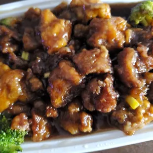 a plate of food with broccoli