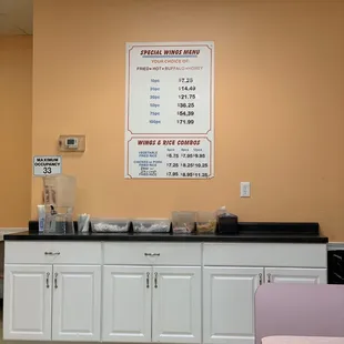 Special wing menu