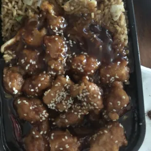 Sesame chicken! I love the fried rice.