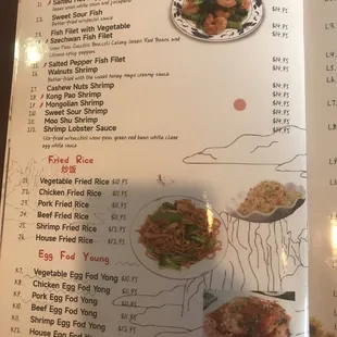 Pg 5 of the menu (Seafood, Fried Rice, and Egg Fod Young)