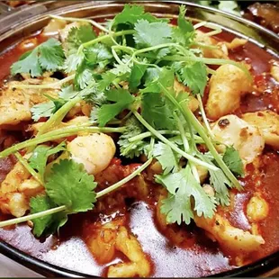 China Villa boiled chicken (can be done with shrimp beef pork or vegetable)