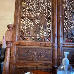 a table with a bottle of water on it