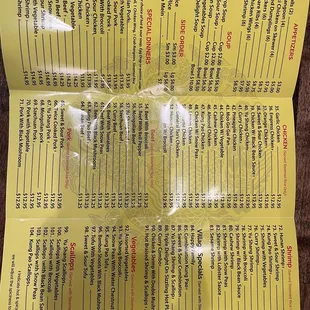 Takeout menu
