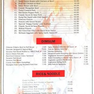 Online old menu prices