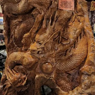 a dragon statue in a store