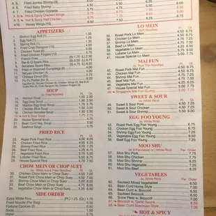 menu