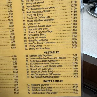 sushi and sashimi, menu