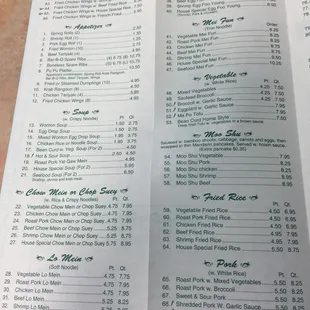 menu