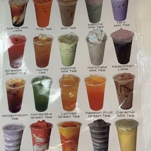 Boba milk tea drinks, fruit tea. Nov 2023
