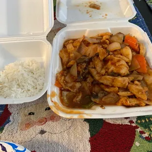 Spicy chicken W/ white rice!