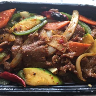 Spicy beef with veggies from secrete menu