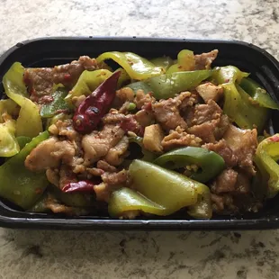 Delicious pan fry pork with bell peppers from the secrete menu