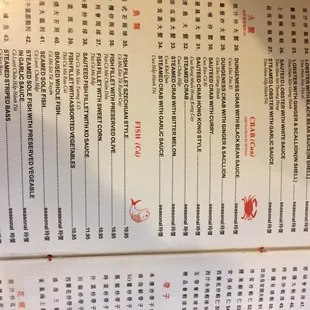 the chinese menu